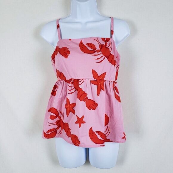 J.Crew Lobster Camisole Tank Top Womens 6 Tie-Back Pink Coastal Nautical - Picture 8 of 11